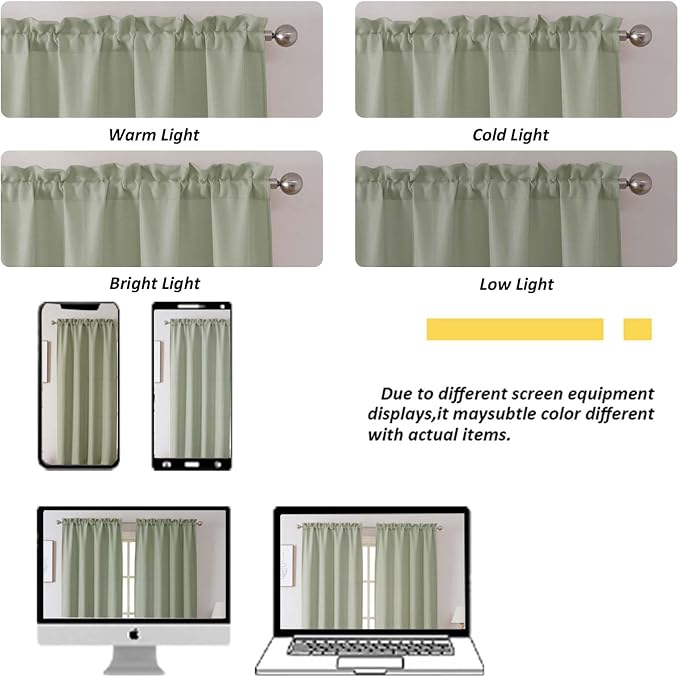 Chyhomenyc Light Green Curtains 78 Inch Length 2 Panels Set, Faux Linen - Image 4