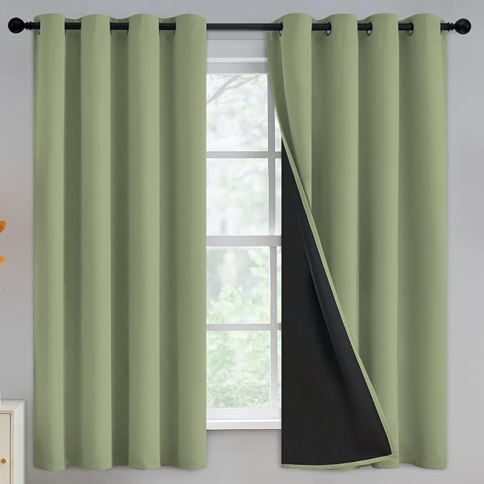 100% Blackout Curtains for Living Room, Thermal Insulated Blackout Curtains 63 by Yakamok
