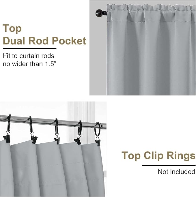 OVZME Silver Grey Blackout Curtains - Image 4