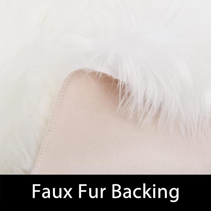 Latepis White Faux Fur Rug 3x5, Faux Sheepskin Rugs - Image 4