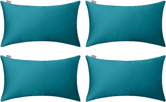Thmyo 4-Pack 100% Cotton Lumbar Comfortable Solid Decorative Throw Pillow Case by Thmyo