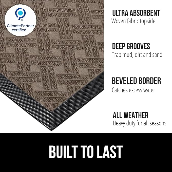 GORILLA GRIP 100% Waterproof All-Season WeatherMAX Doormat 35x23, US Designed - Image 3