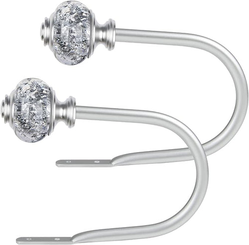 2 Pack Silver Curtain Holdbacks, USFOOK Decorative Drapery Tiebacks, Curtain by USFOOK