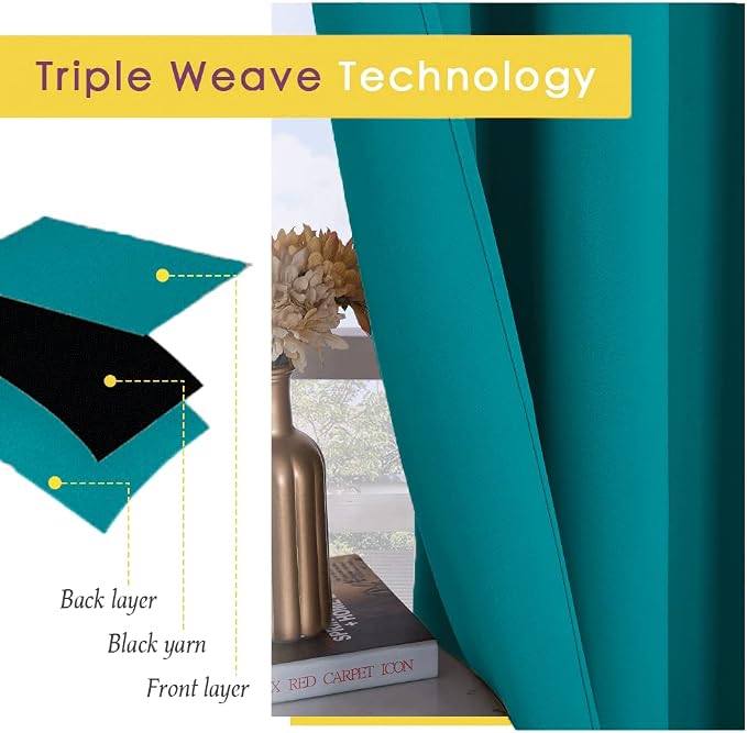 NICETOWN ROM Darkening Curtains 54 inch Length 2 Panels, Thermal Insulated - Image 4
