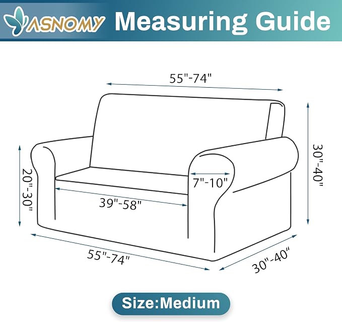 Asnomy Sofa Covers for 2 Cushion Couch Stretch loveseat Covers Slipcovers - Image 4