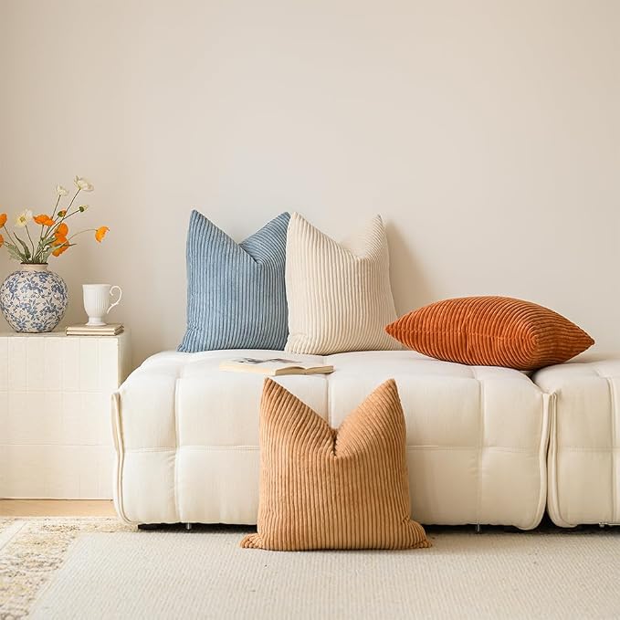 LANANAS Neutral Couch Throw Pillow Covers 18x18 Inch Set of 4 Decorative - Image 6