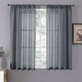 Tollpiz Short Sheer Curtains Linen Textured Bedroom Curtain Sheers Light by Tollpiz
