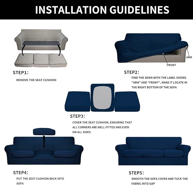 Easy-Going 4 Pieces Oversized Stretch Soft Couch Cover - Image 7