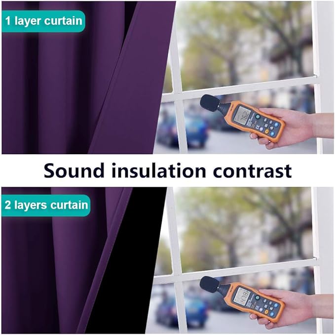 NICETOWN Royal Purple Full Shade Curtain Panels, 62 x 72 inch, Pair of Energy - Image 3