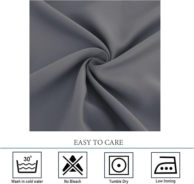 Diraysid Dark Grey Grommet Blackout Curtains - Image 5