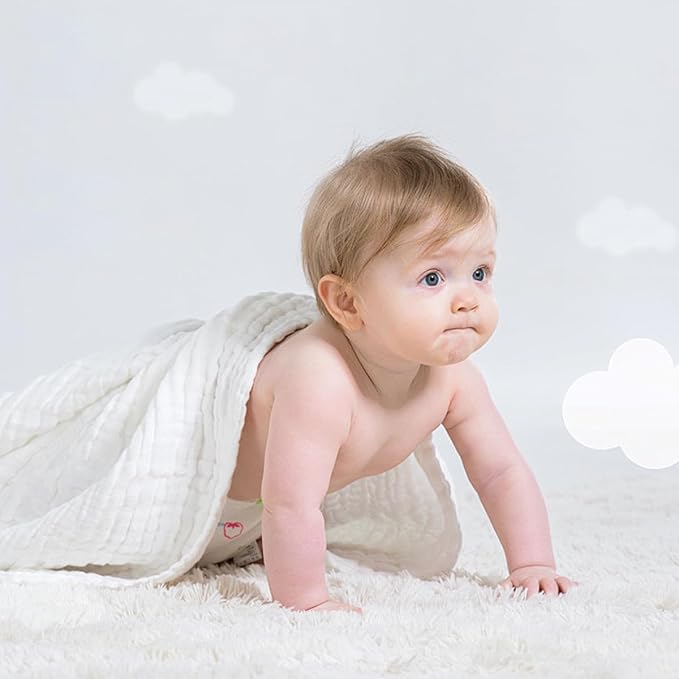 EMME Muslin Baby Blankets 100% Cotton 4-Layer Swaddle 40"x50" Lightweight Soft - Image 4