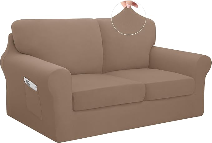 Easy-Going 5 Pieces Stretch Loveseat Cover Washable Loveseat Slipcover Set by Easy-Going