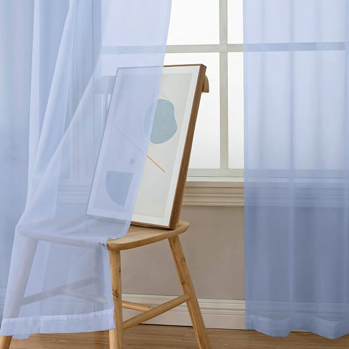 OWENIE Sheer Curtains 96 inches Long 2 Panels Set - Image 5