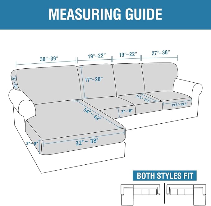 H.VERSAILTEX 2025 New Sectional Couch Covers 8 Pieces Stretch Sofa Covers - Image 2