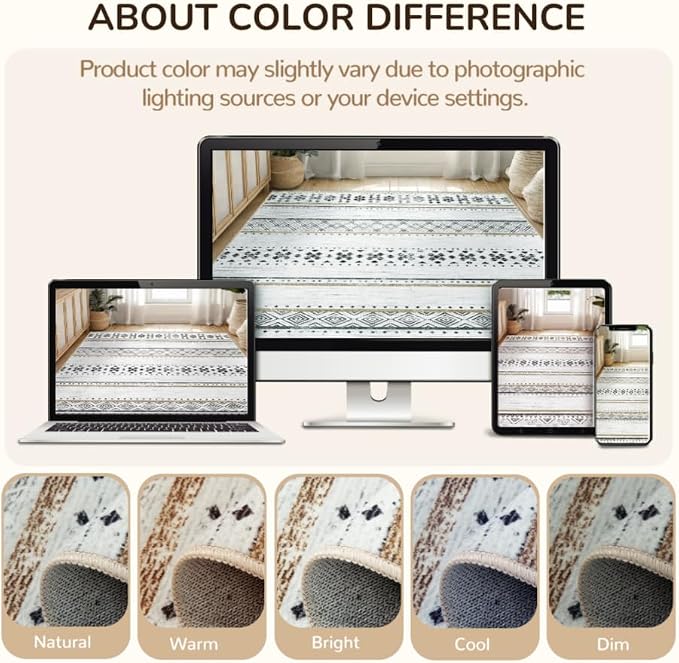BESTSWEETIE 2x3 Area Rugs for Living Room Washable Moroccan Farmhouse Neutral - Image 8