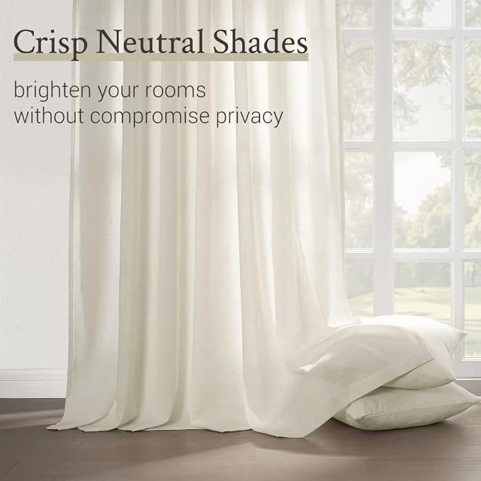 Topfinel Pinch Pleated Curtains 90 Inches Long 1 Panels Set, Natural Cream Semi - Image 3