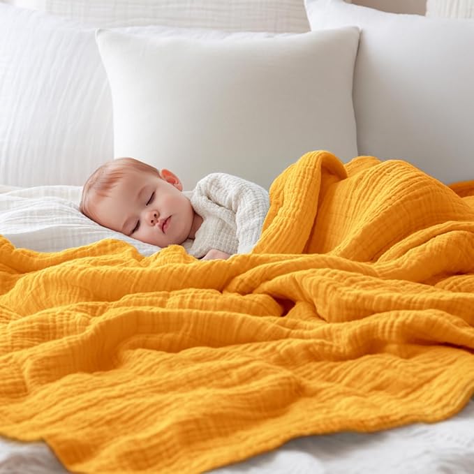 EMME Muslin Baby Blankets 100% Cotton 4-Layer Swaddle 40"x50" Lightweight Soft - Image 3