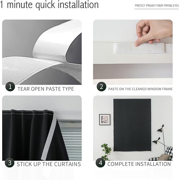 Adhesive Blackout Curtains- Self Stick Curtain No Rod Needed Easy to Hang - Image 5