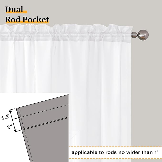 Aiyufeng Long Sheer White Curtains - Image 4