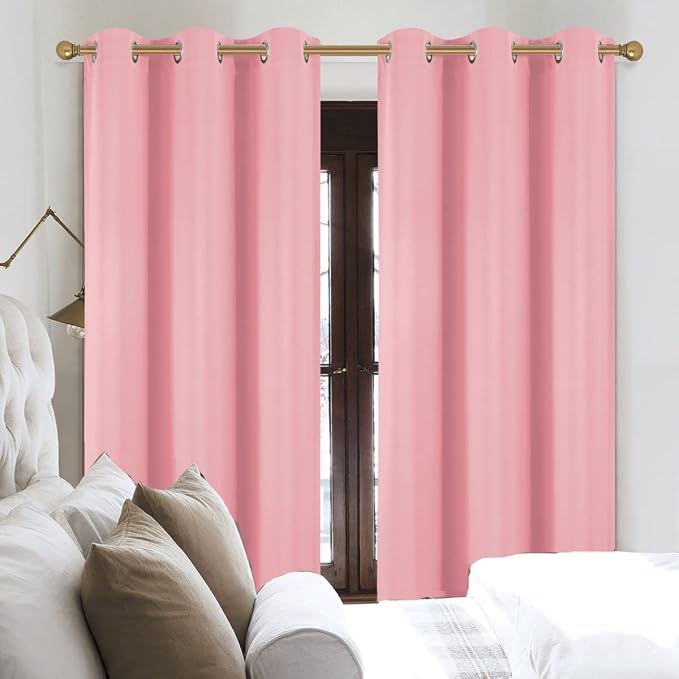 Diraysid Pink Grommet Blackout Curtains - Image 4