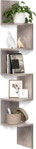 VASAGLE Corner Shelf Wall Mount, 5-Tier Floating Corner Bookshelf, Plant Shelf by VASAGLEbySONGMICSHOME