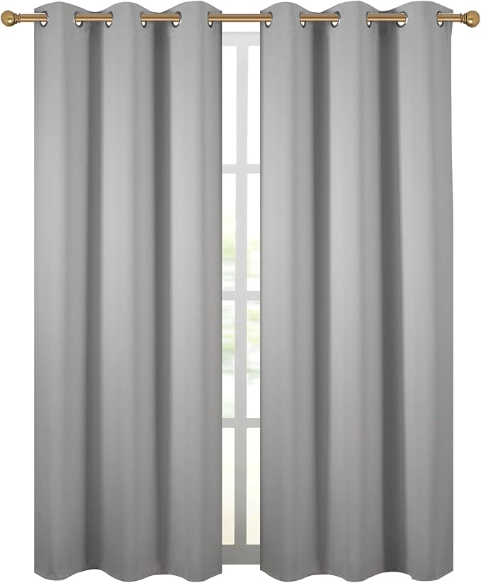 Diraysid Light Grey Grommet Blackout Curtains - Image 2
