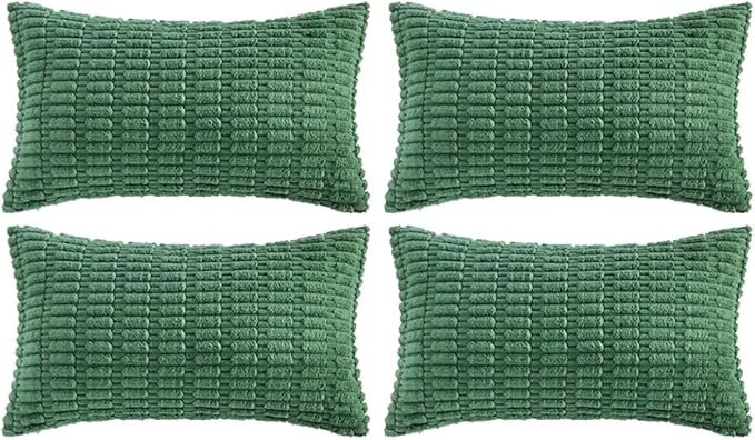 Fancy Homi Set of 4 Green Lumbar Rectangle Decorative Throw Pillow Covers 16x24 by Fancy+Homi