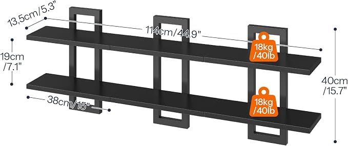 HOOBRO Floating Shelves, 15 Inch Wall Shelf Set of 3, Wall Mounted Storage - Image 2