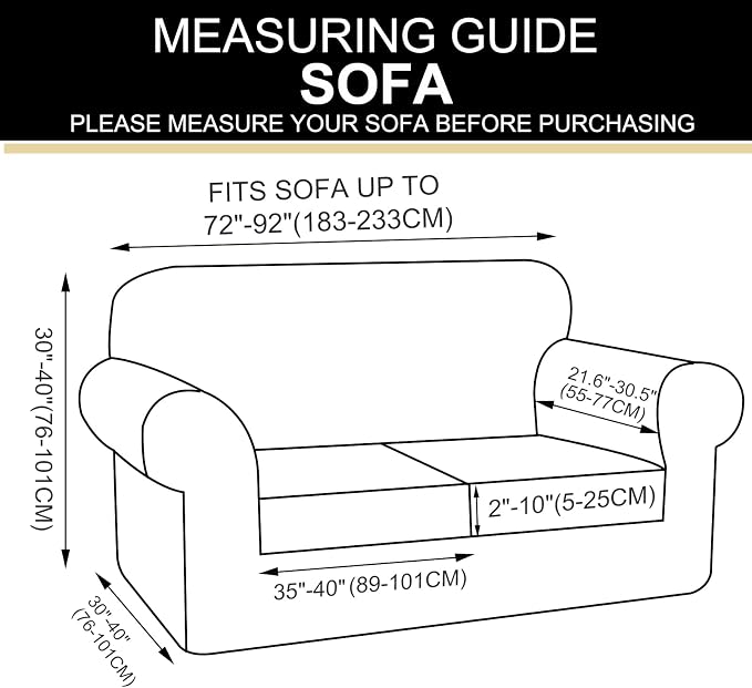 U-NICE HOME 3 Pieces Stretch Couch Cover Sofa Cover Washable Sofa Slipcover - Image 7