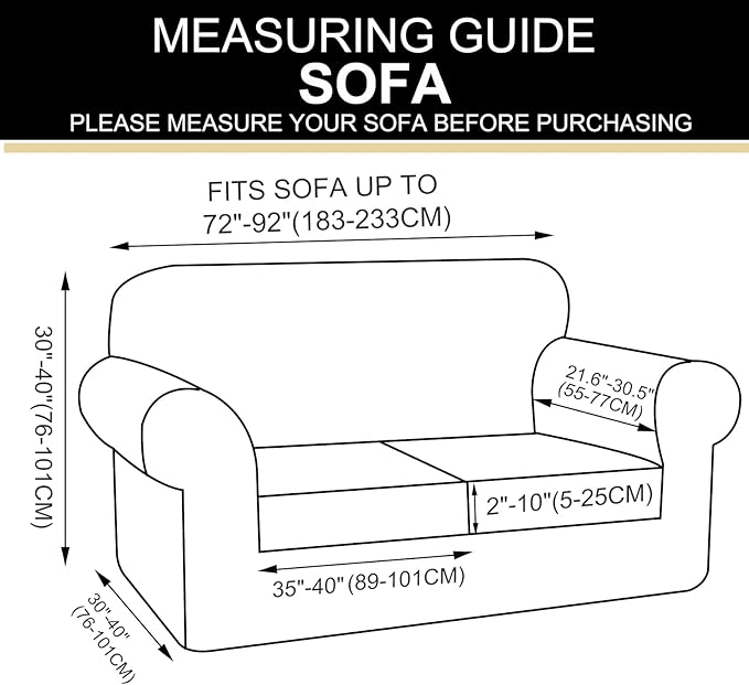 U-NICE HOME 3 Pieces Stretch Couch Cover Sofa Cover Washable Sofa Slipcover - Image 7