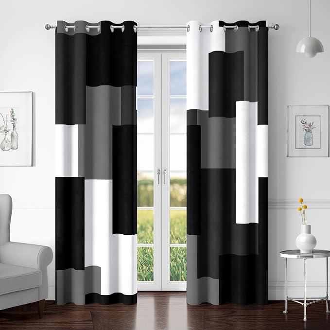 Tyrot Black Grey 100% Blackout Curtains by TyrotHomeDecor