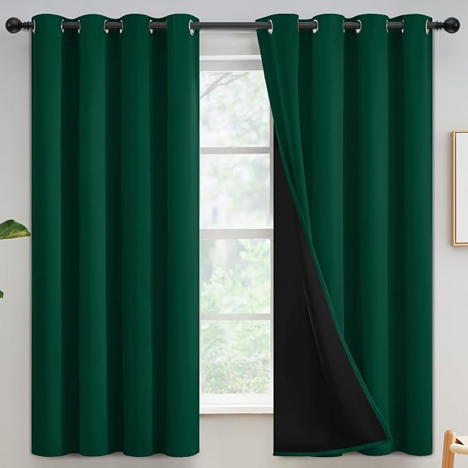 Yakamok 100% Blackout Curtains for Bedroom 63 Inch Length, Total Light Blocking by Yakamok
