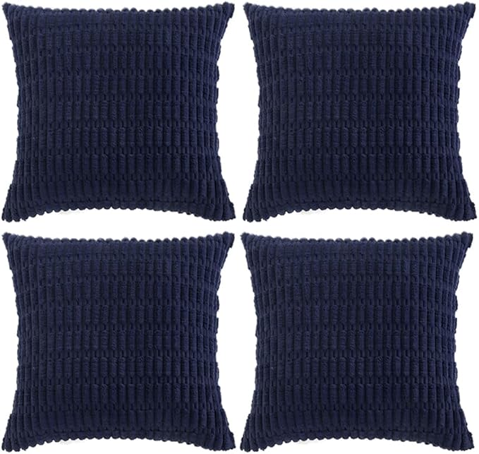 Fancy Homi 4 Packs Navy Blue Decorative Throw Pillow Covers 20x20 Inch by Fancy+Homi