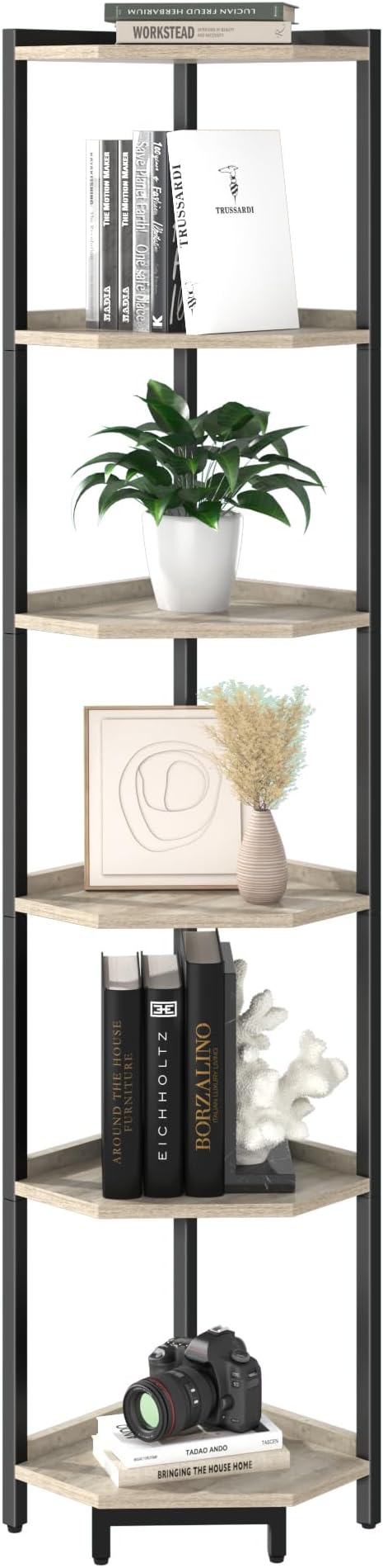 Hzuaneri Corner Shelf Stand, Corner Bookshelf, Storage Standing Shelf Unit - Image 8