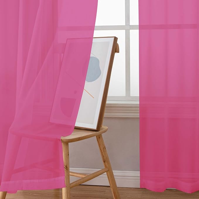Chyhomenyc Sheer Curtains 63 Inch Length 2 Panels Set, Light Filtering Rod - Image 6