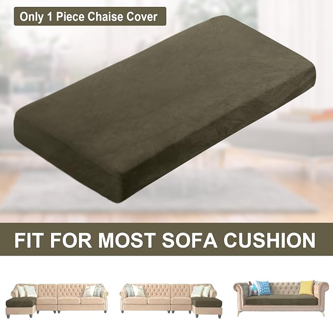 NAISI Sectional Couch Cover 1 Piece Velvet Separate Chaise Lounge Cover Soft - Image 6