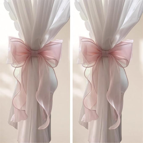 2 Pack French Silky Bow Curtain Tiebacks, Elegant Lace Ribbon by Unknown