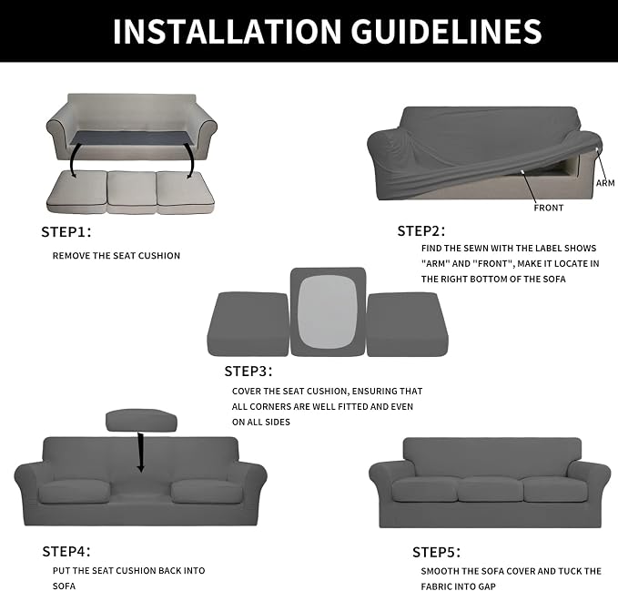 Easy-Going 4 Pieces Stretch Soft Couch Cover - Image 5
