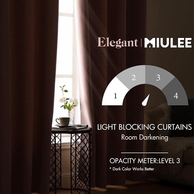 MIULEE Room Darkening Curtains Thermal Insulated Black Out Drapes Solid Window - Image 2