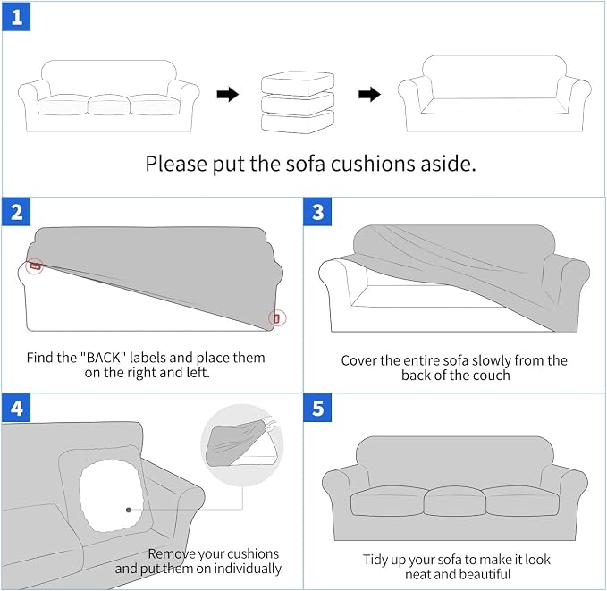 MAXIJIN 3 Piece Stretch Couch Covers - Image 7