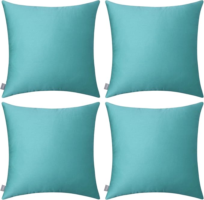 Thmyo 4-Pack 100% Cotton Comfortable Solid Decorative Throw Pillow Case Square by Thmyo