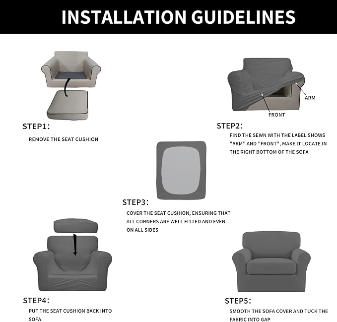 Easy-Going 2 Pieces Microfiber Stretch Chair Slipcover – Spandex Soft Fitted - Image 6