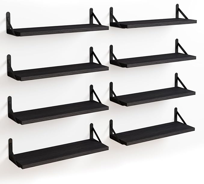Fixwal Floating Shelves, Width 4.7in Rustic Wood Wall Shelves Set of 8 by Fixwal