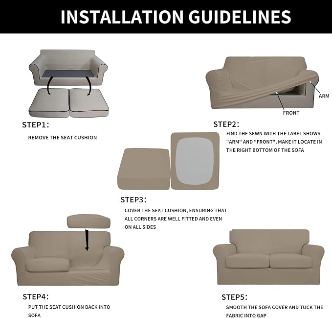 Easy-Going 3 Pieces Stretch Soft Couch Cover - Image 5