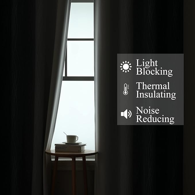 Estelar Textiler Navy Blue and Greyish White Ombre Short Blackout Cafe Curtains - Image 3