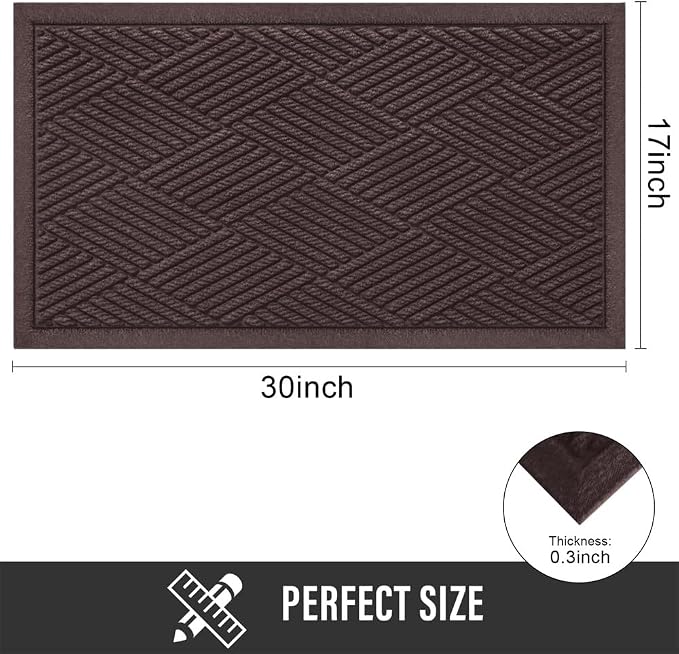HIYARD Sturdy Front Door Mat, Absorbent Muddy Dirt Resist Welcome Door Mats - Image 2