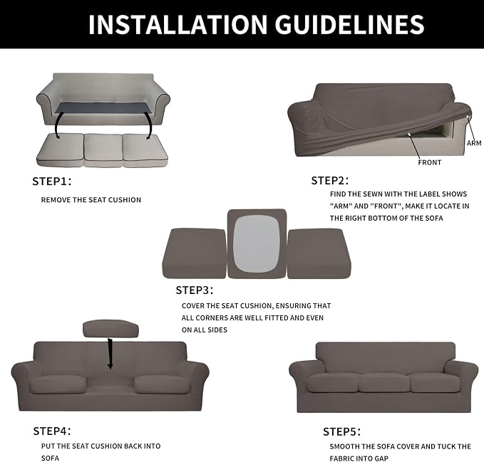 Easy-Going 4 Pieces Oversized Stretch Soft Couch Cover - Image 7
