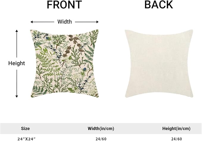 AEIOAE Spring Pillow Covers 24x24 Inch Set of 2, Vintage Sage Green Wild Flower - Image 5