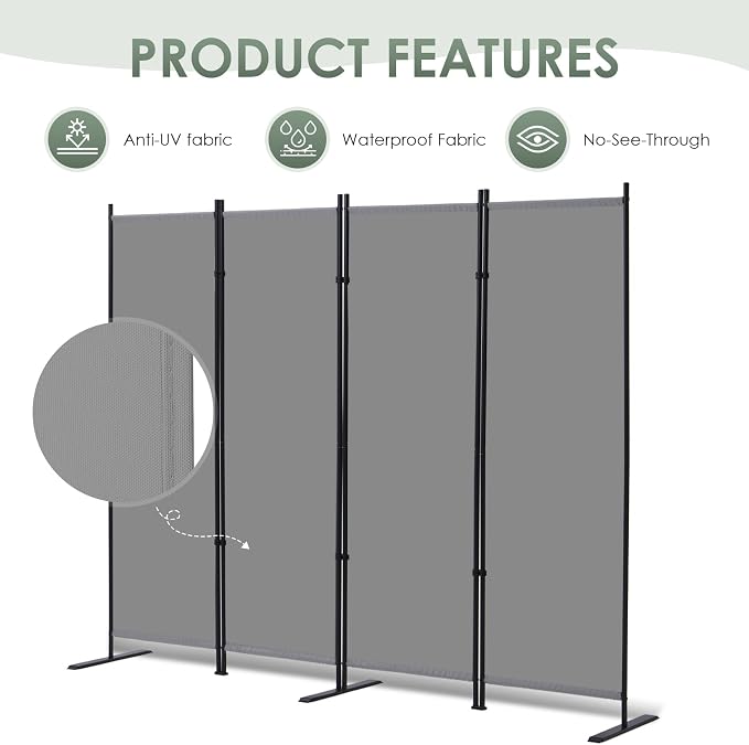 RANTILA 4 Panel Room Divider, 6 FT Folding Privacy Screen - Image 6