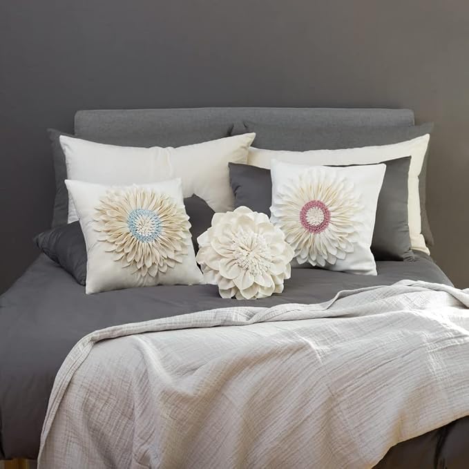OiseauVoler Decorative 3D Flower Throw Pillow Covers Handmade Cushion Cover - Image 8